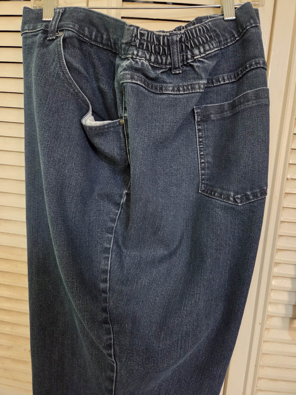 Catherines Dark Blue Relaxed Elastic-Waist Jeans 28W Petite